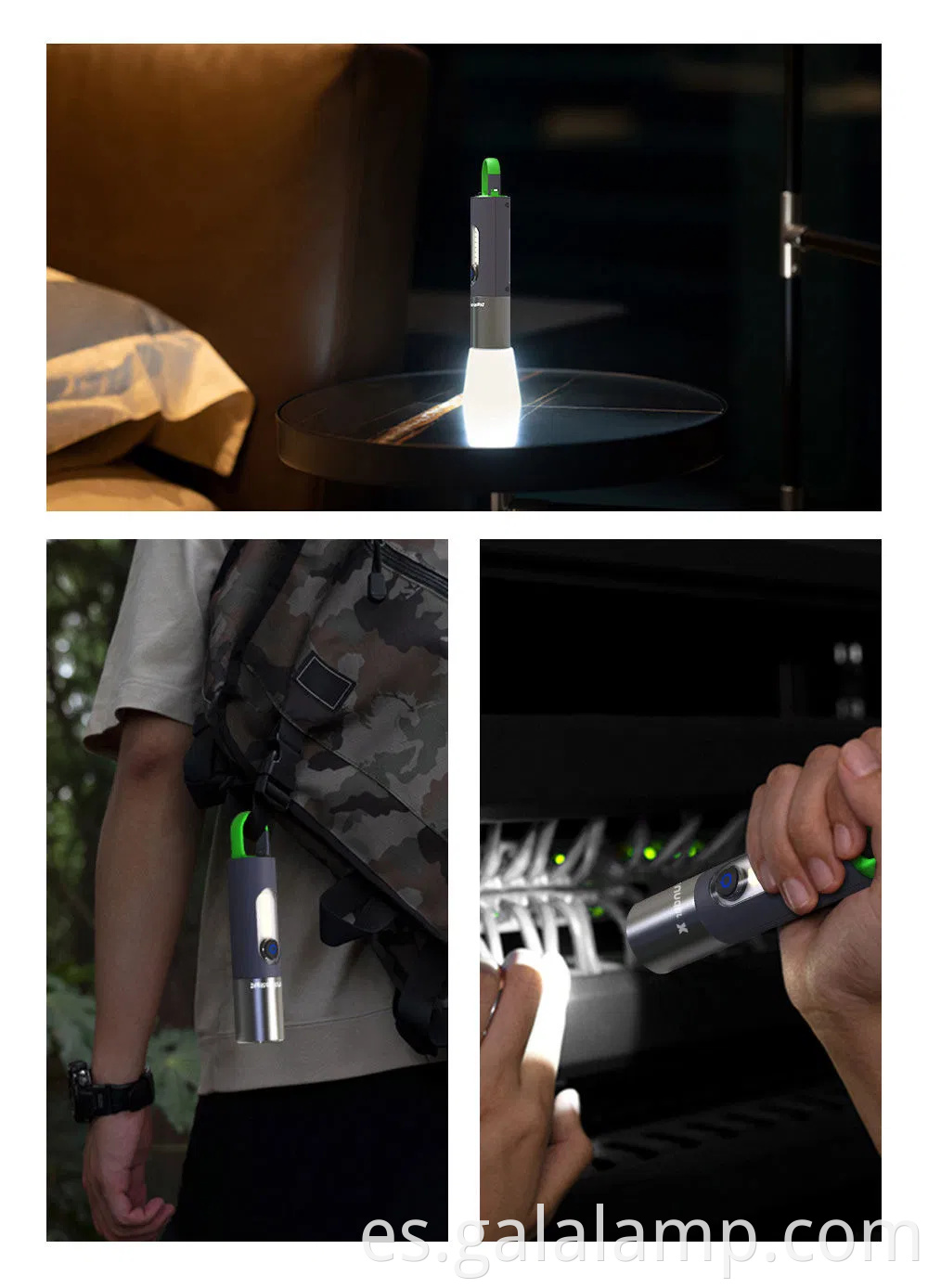 Linterna recargable compacta tipo-C con fatídica blanca brillante